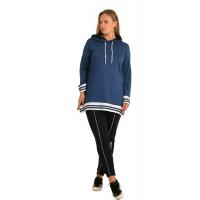 Basıc İndigo Kapüşonlu Sweatshirt G1070-2